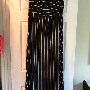 Chico’s maxi dress in black with white pinstripes